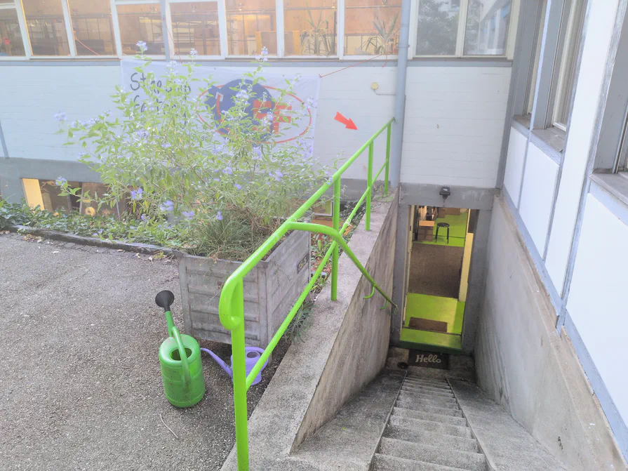 The stairs down to the Starship Factory clubrooms